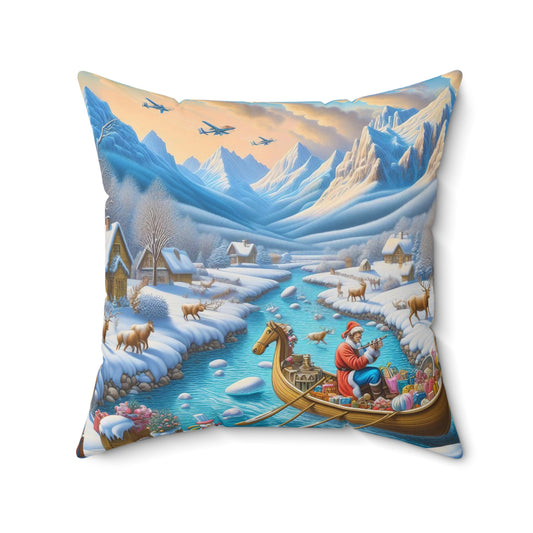 Spun Polyester Square Pillow - Winter 180