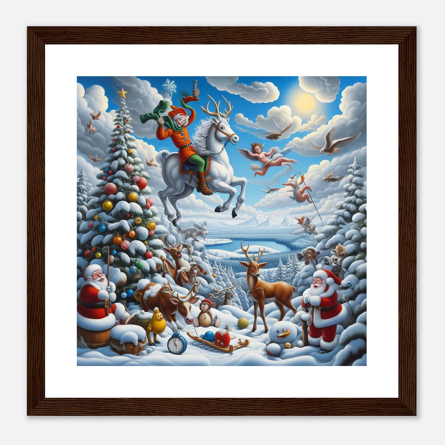 Wall Art - Winter 30 - Flying horse and elf