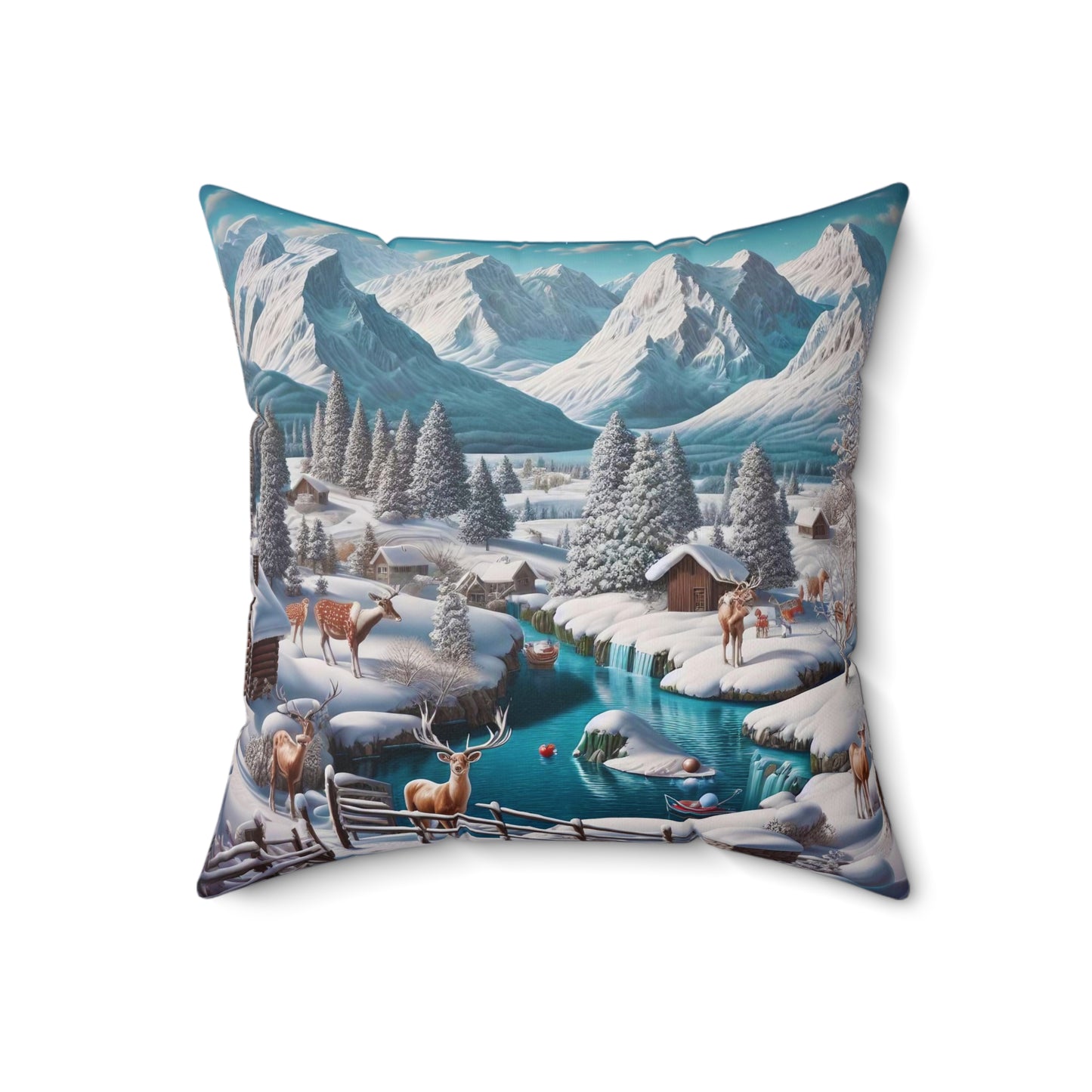 Spun Polyester Square Pillow - Winter 208