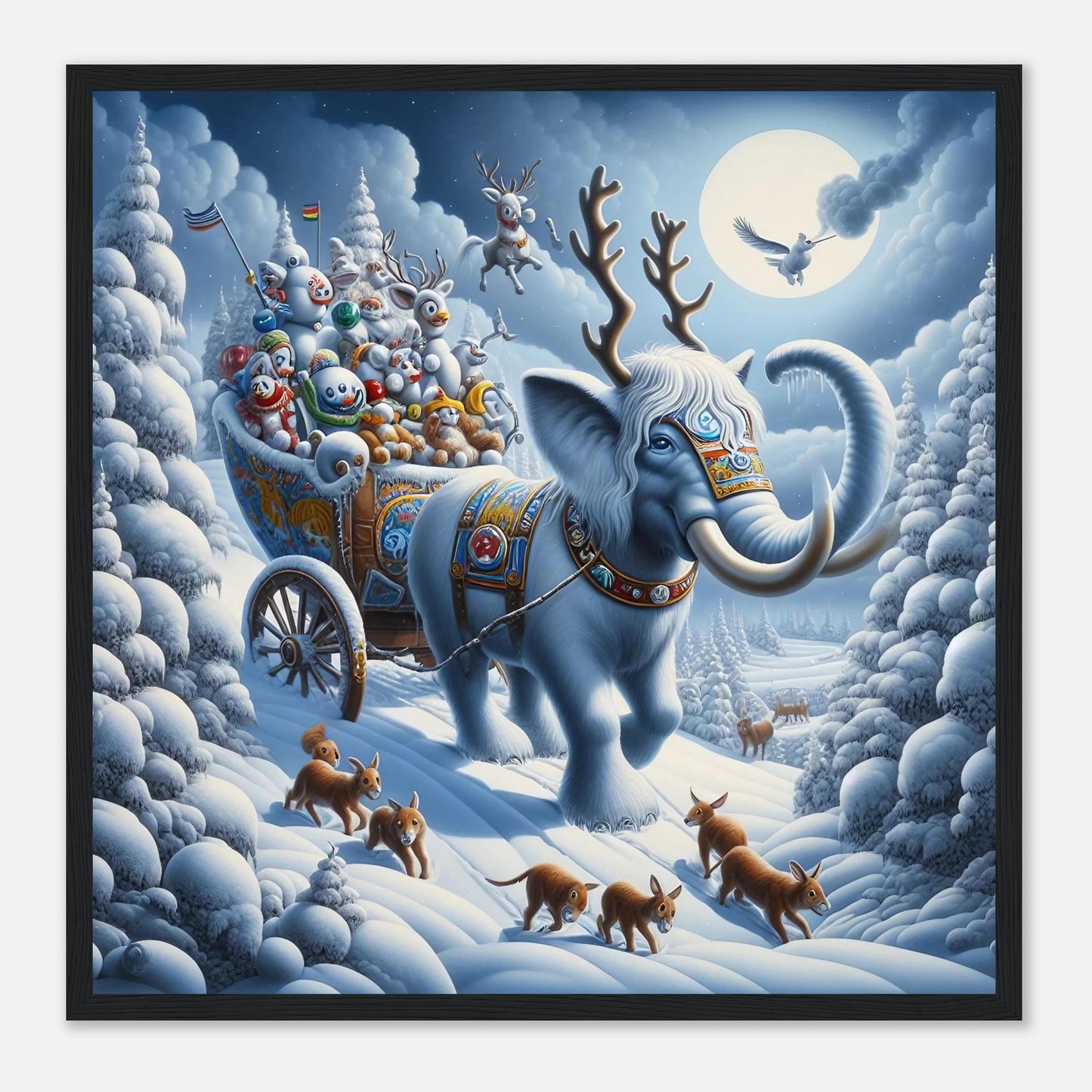 Wall art - Elephant in snow at night