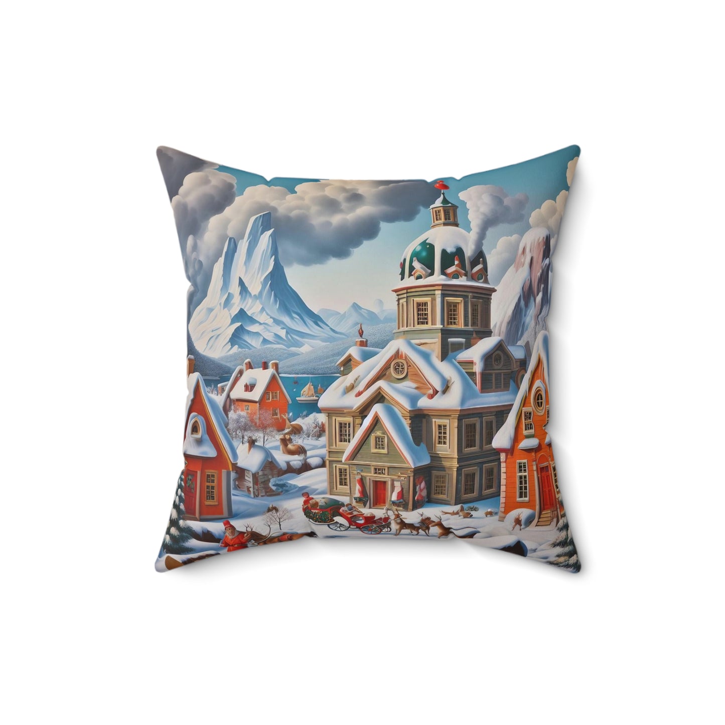 Spun Polyester Square Pillow - Winter 124