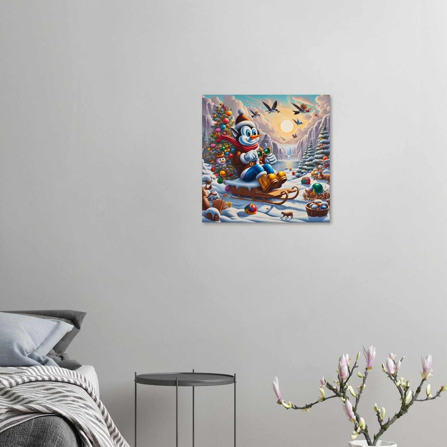 Wall art - On a sleigh with a Christmas Tree