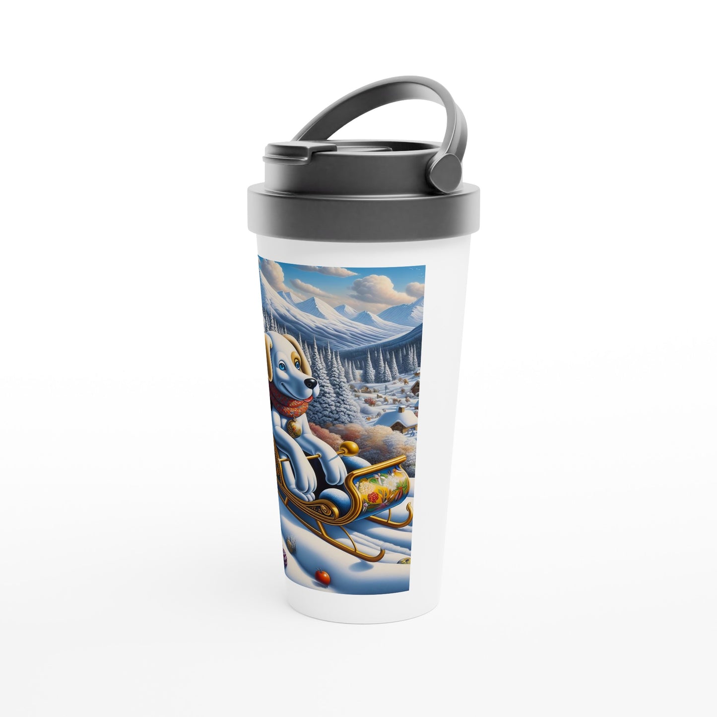 White 15oz Stainless Steel Travel Mug - Winter 142