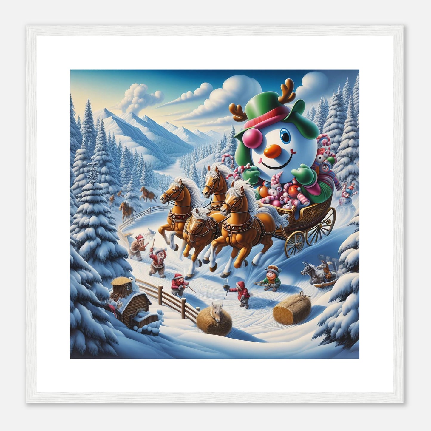Wall Art - Winter 63 - Snowman in a carriage