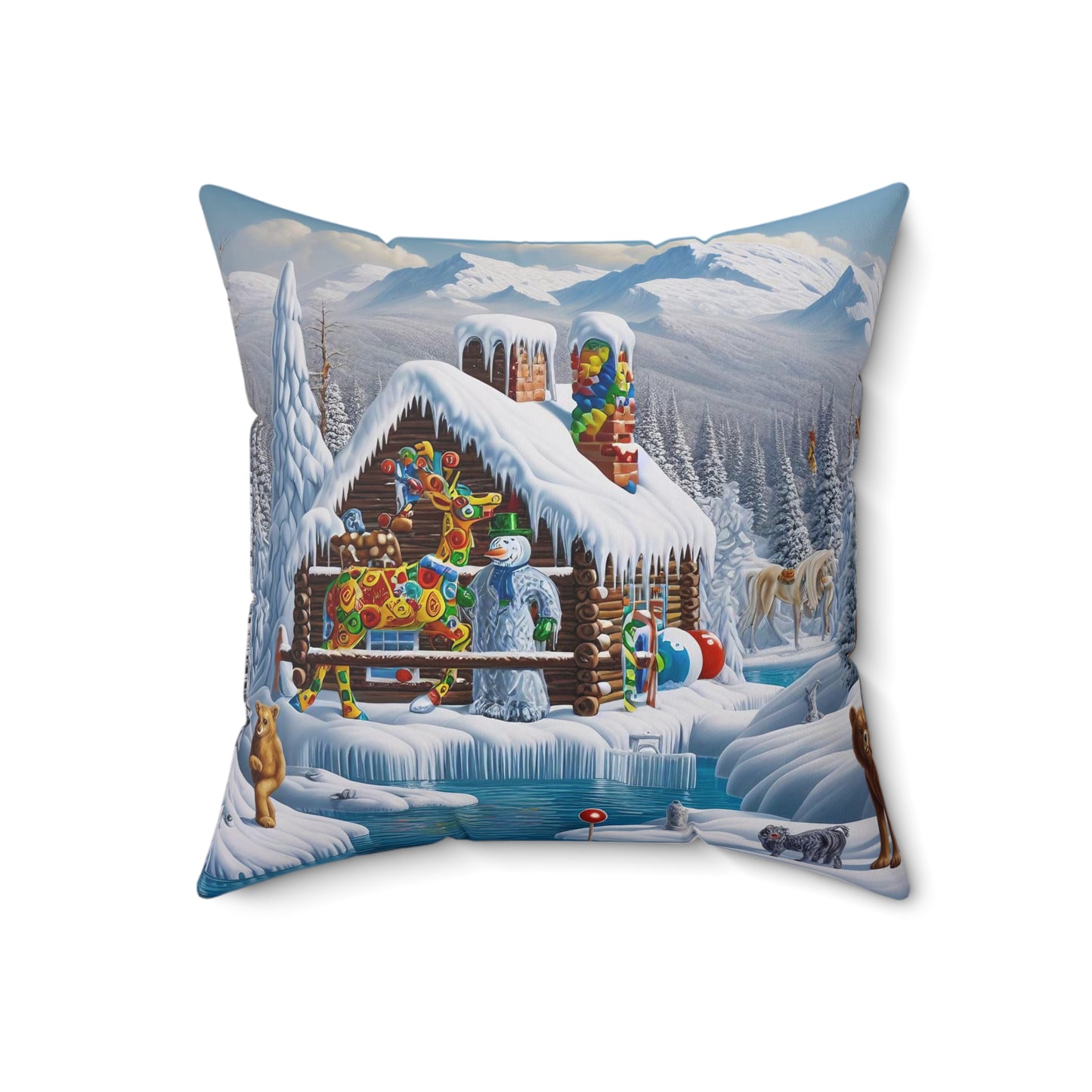 Spun Polyester Square Pillow - Winter 181