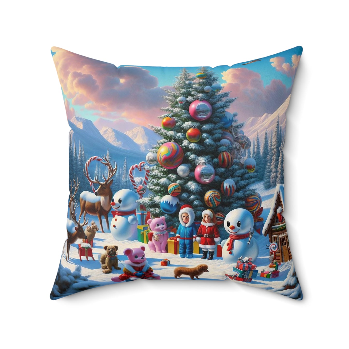 Spun Polyester Square Pillow - Winter 122