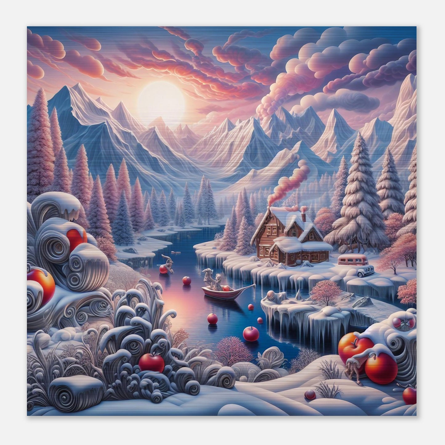 Wall Art - Winter 62 - Small boat on a river