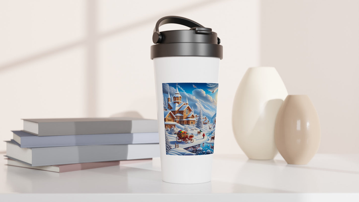 White 15oz Stainless Steel Travel Mug - Winter 115