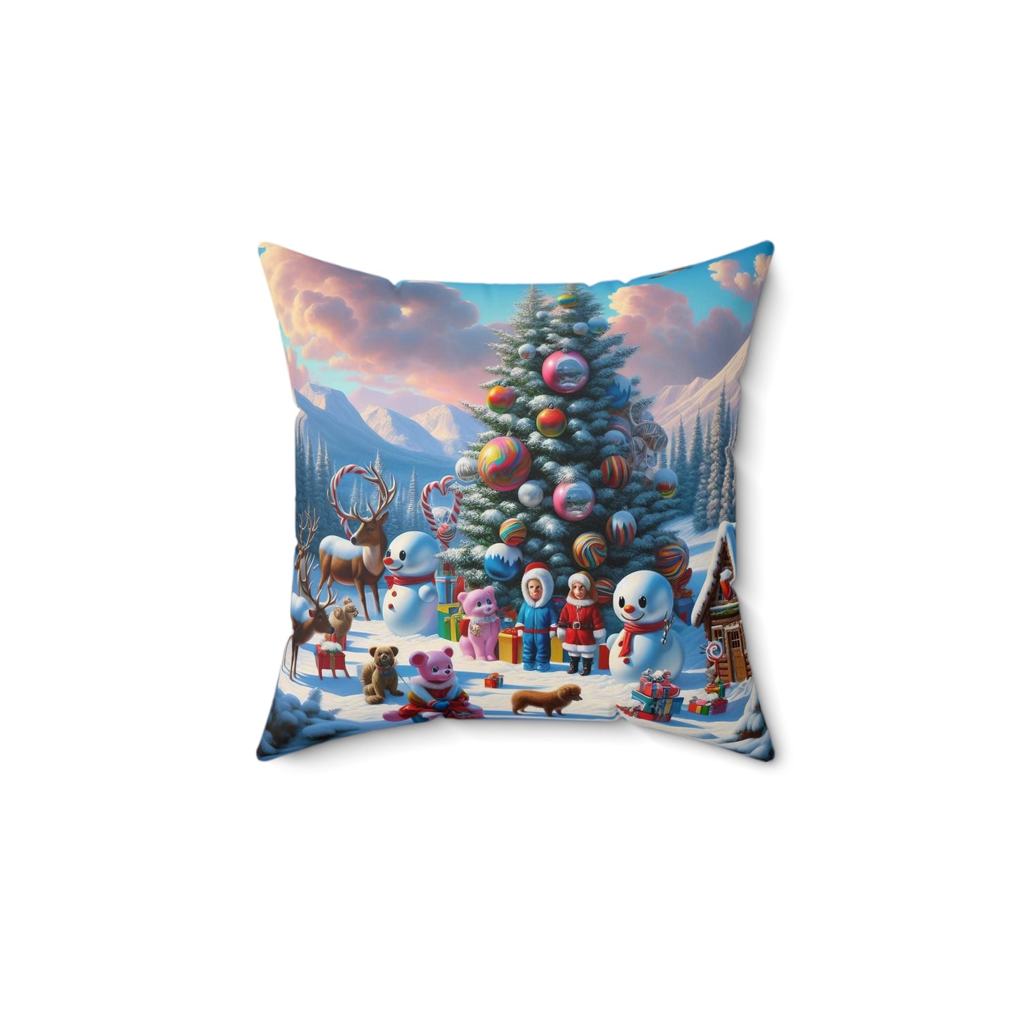 Spun Polyester Square Pillow - Winter 122