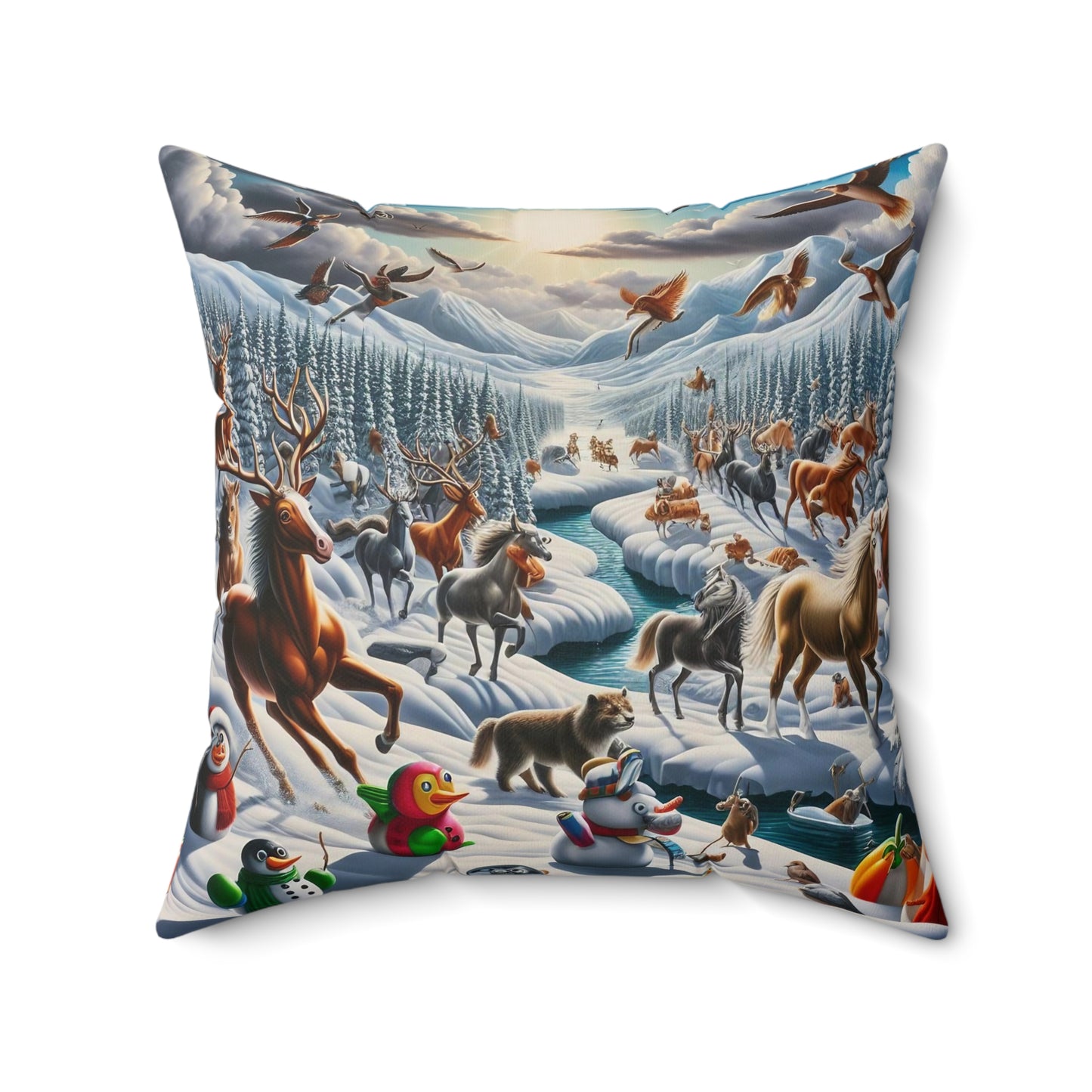 Spun Polyester Square Pillow - Winter 140