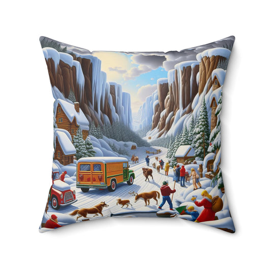 Spun Polyester Square Pillow - Winter 120