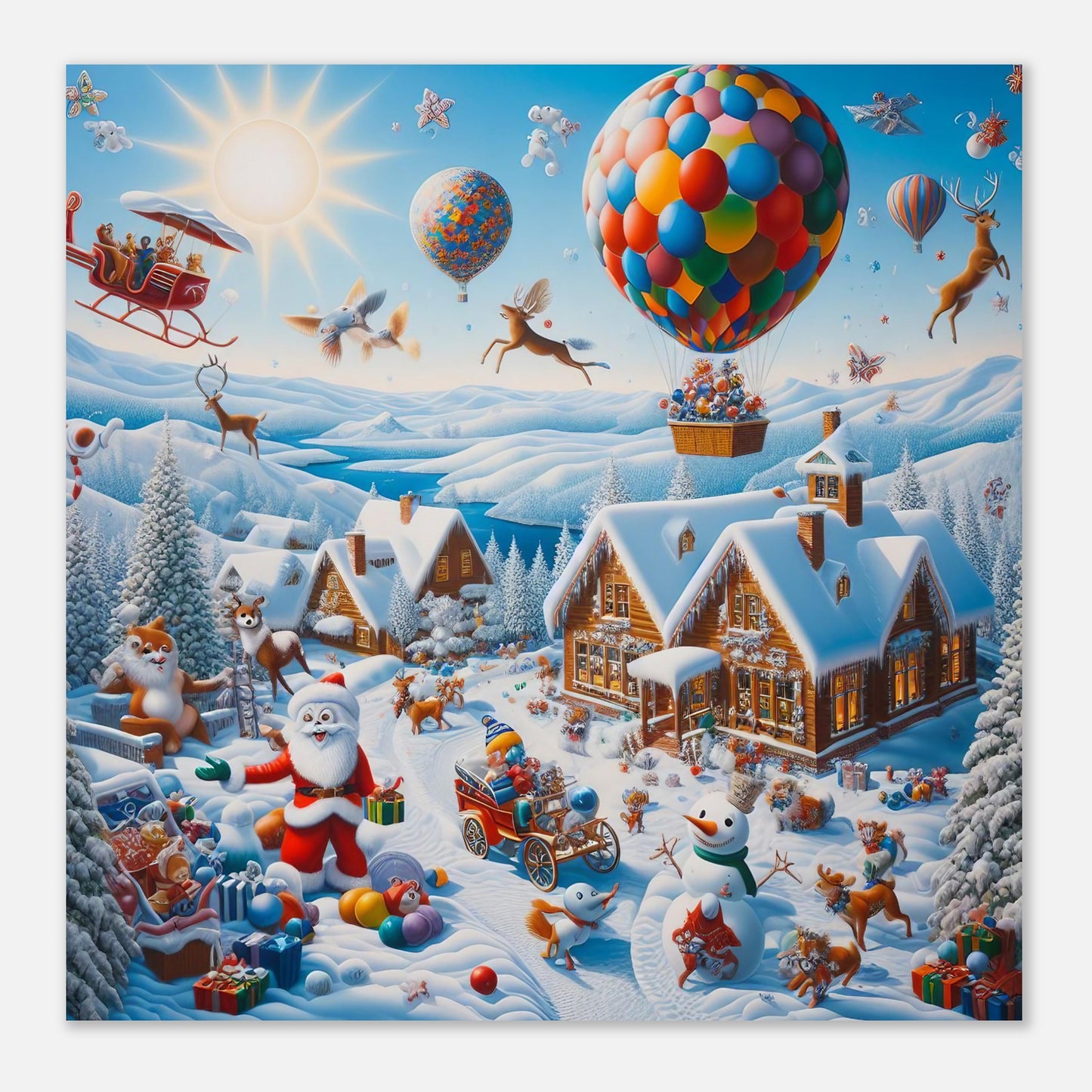 Wall Art - Winter 40 - Hot air balloon and snowman