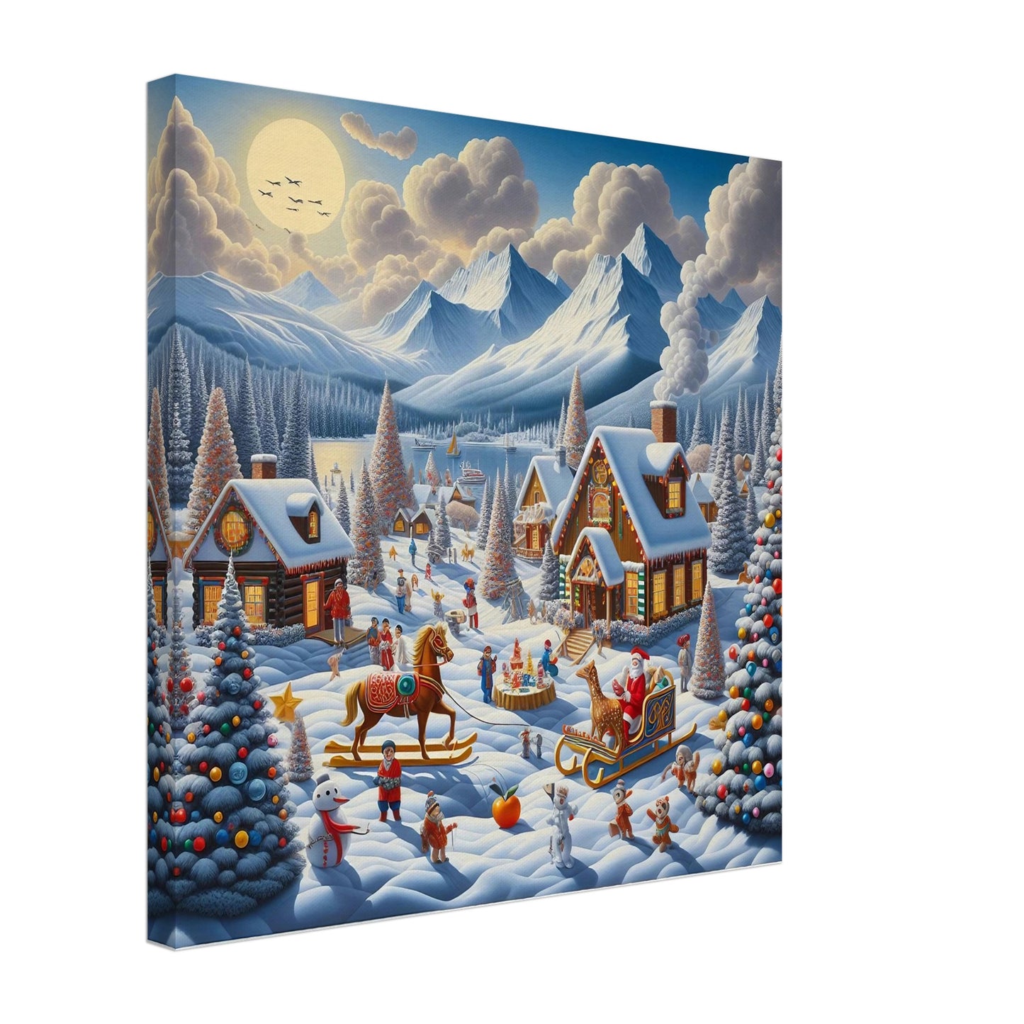 Wall art - Houses with Santa Claus and a Wood Horse