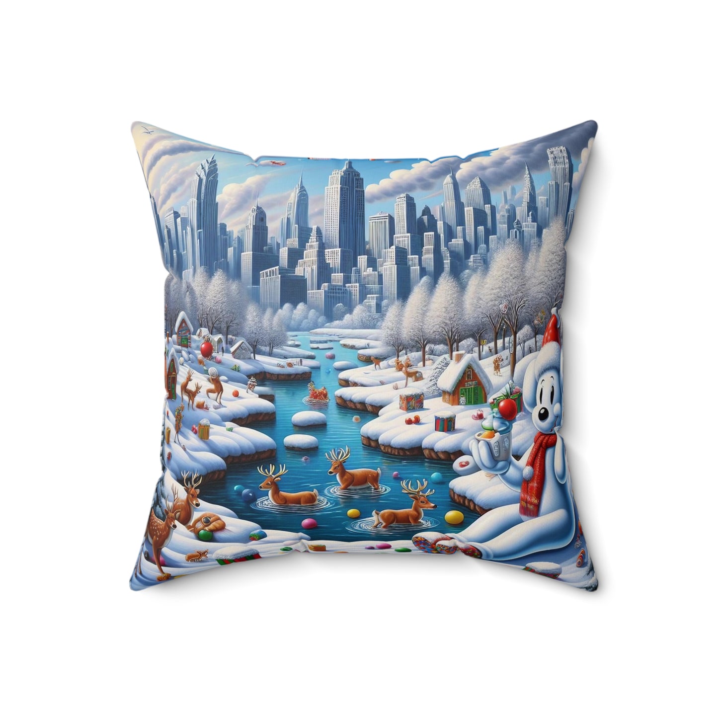 Spun Polyester Square Pillow - Winter 126