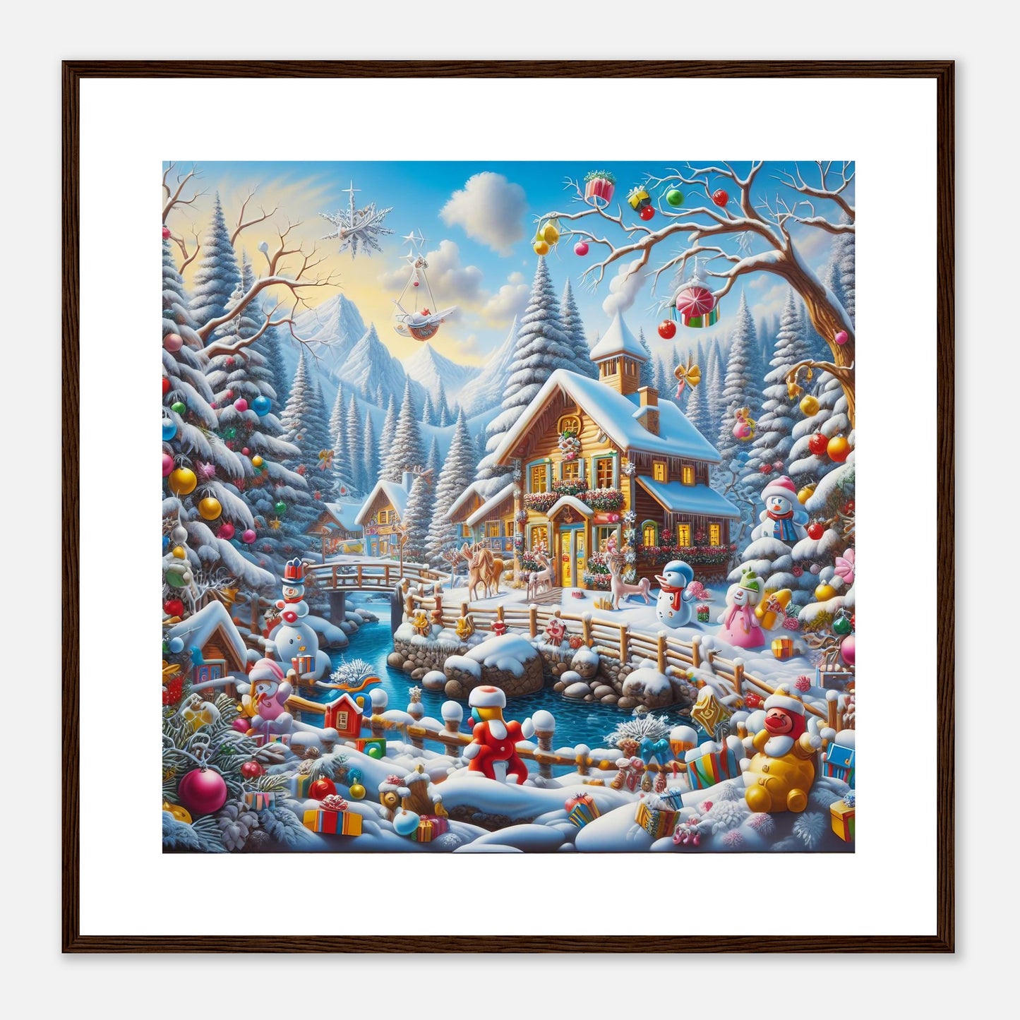 Wall Art - Winter 13 - Village nestled in a snow-covered mountain valley