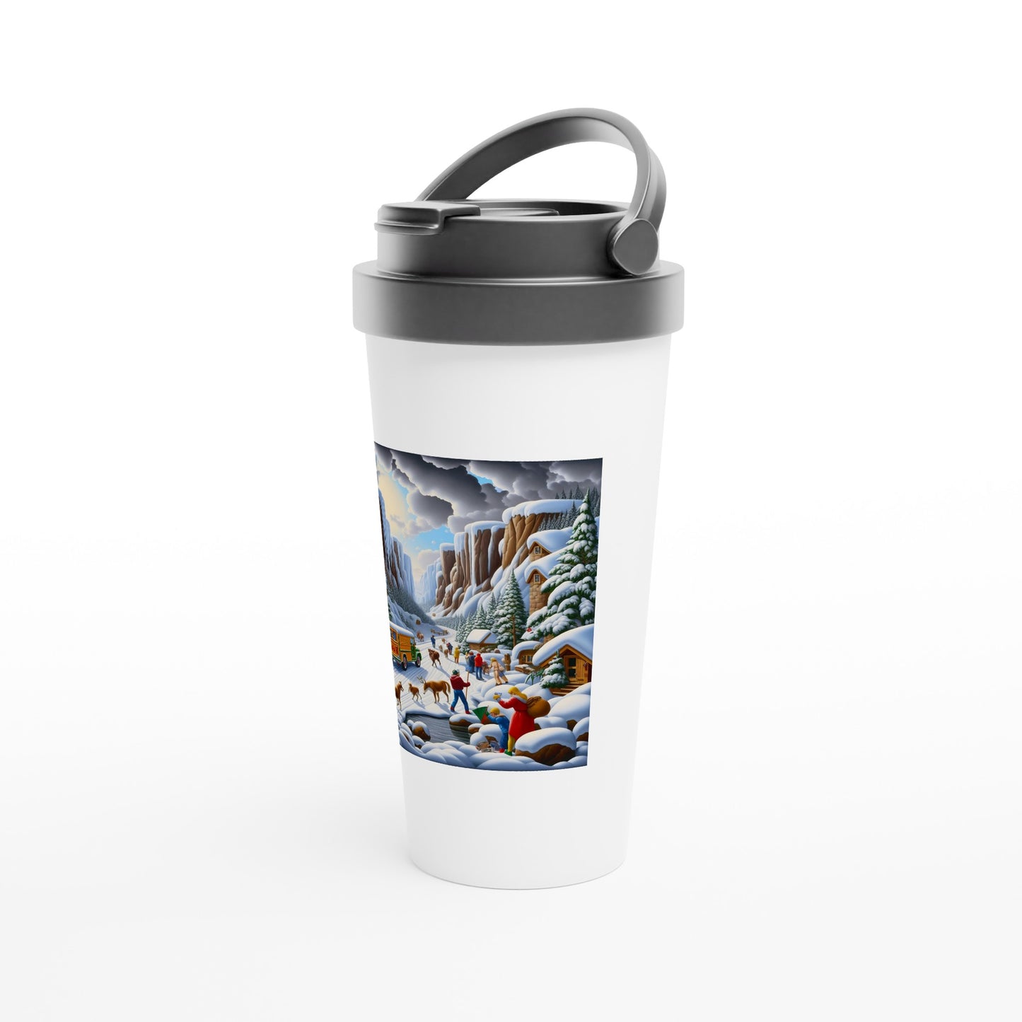 White 15oz Stainless Steel Travel Mug - Winter 120