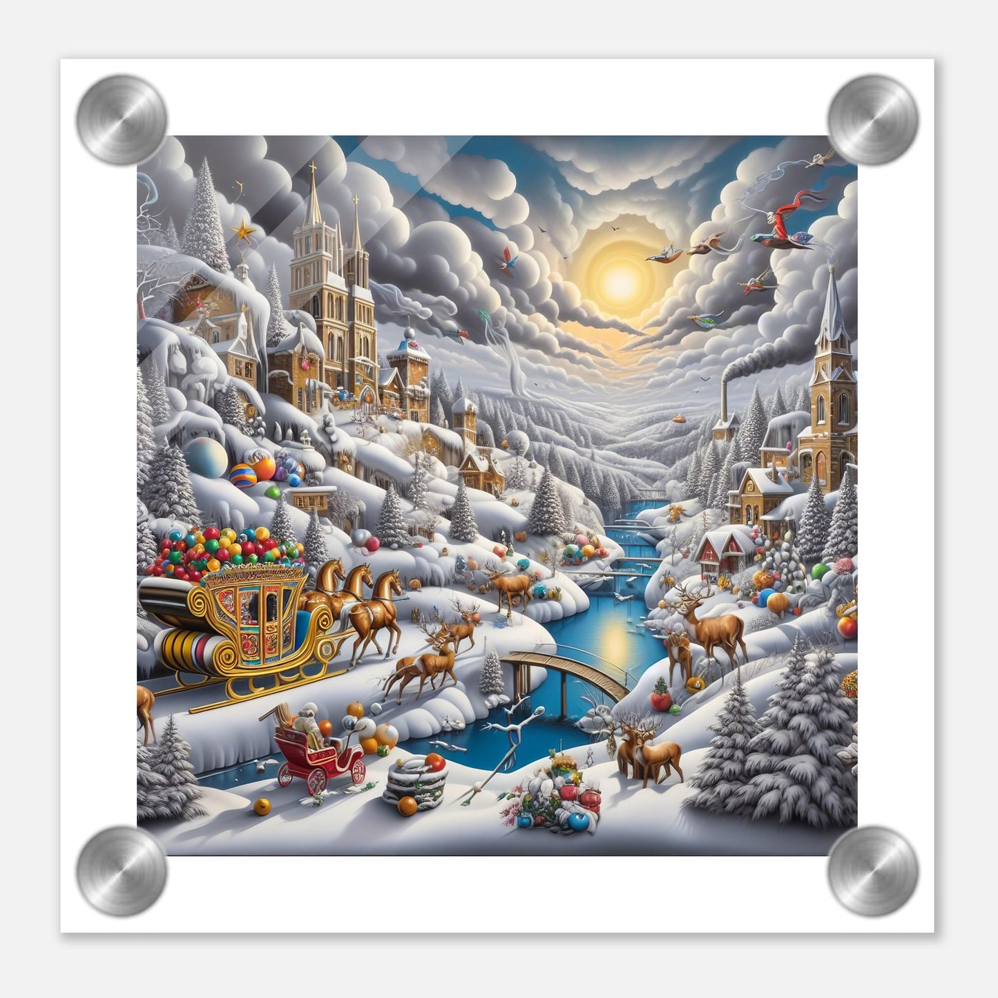 Wall Art - Winter 14 - Horses with snow sleigh