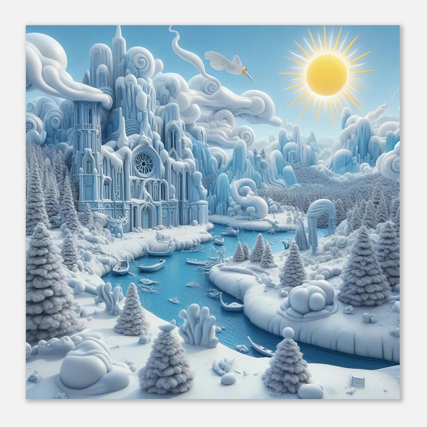 Wall art - Frozen Castle by a river