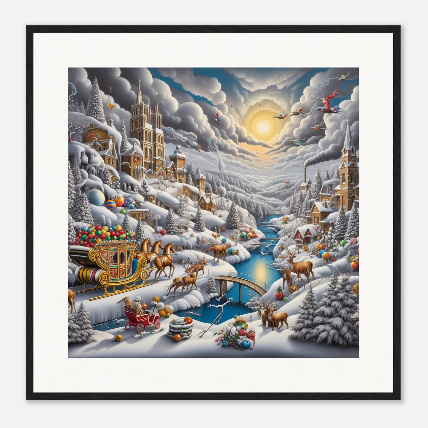 Wall Art - Winter 14 - Horses with snow sleigh