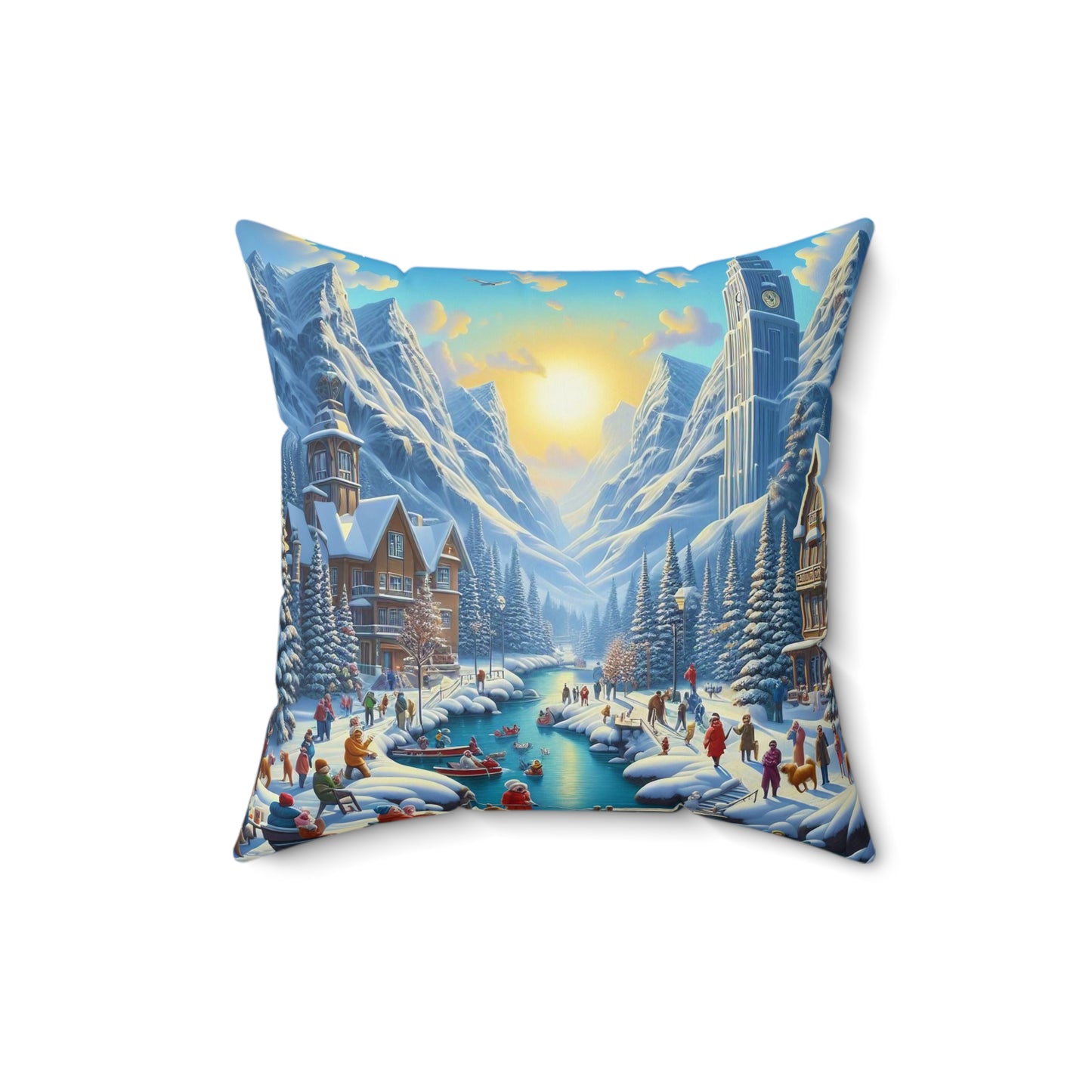 Spun Polyester Square Pillow - Winter 186