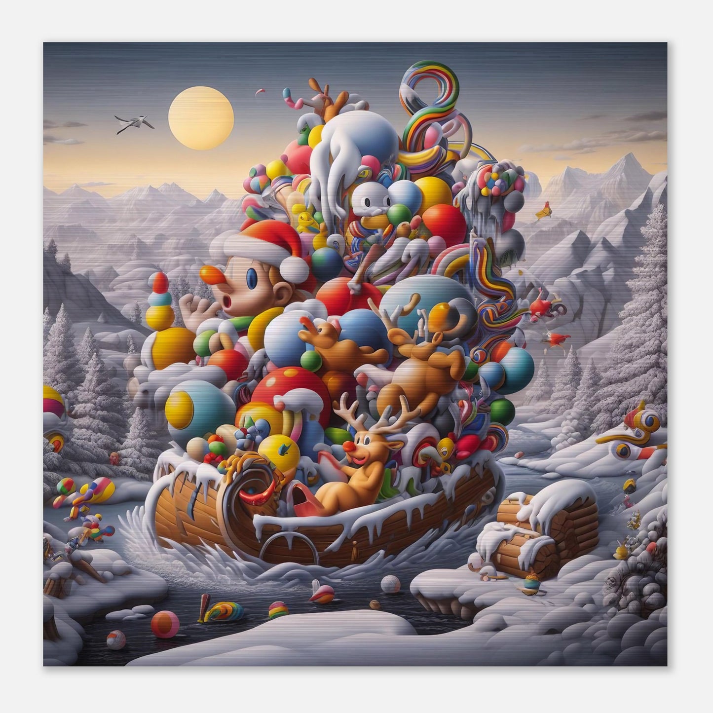 Wall Art - Winter 59 - Boy, Sleigh, Toys