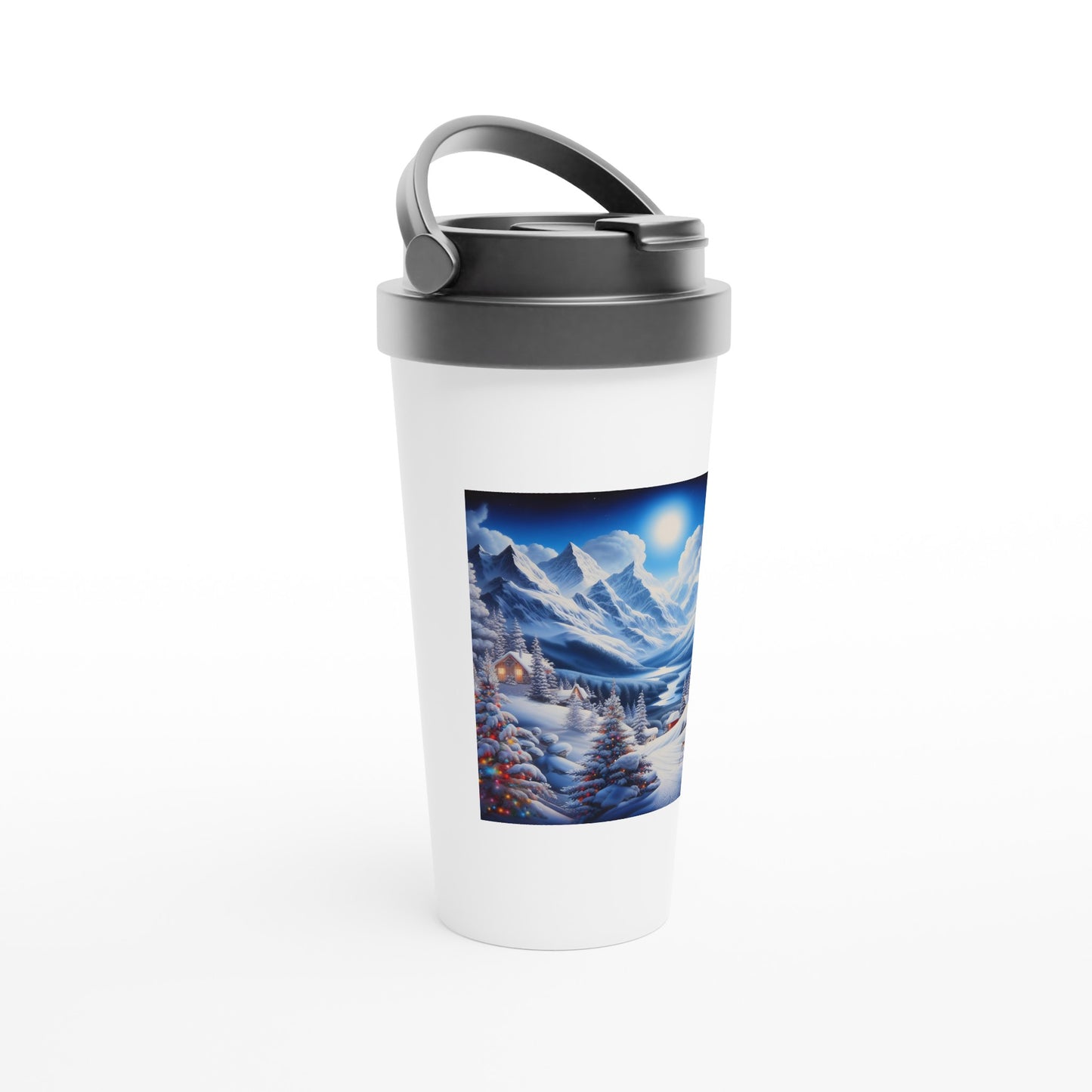 White 15oz Stainless Steel Travel Mug - Winter 106