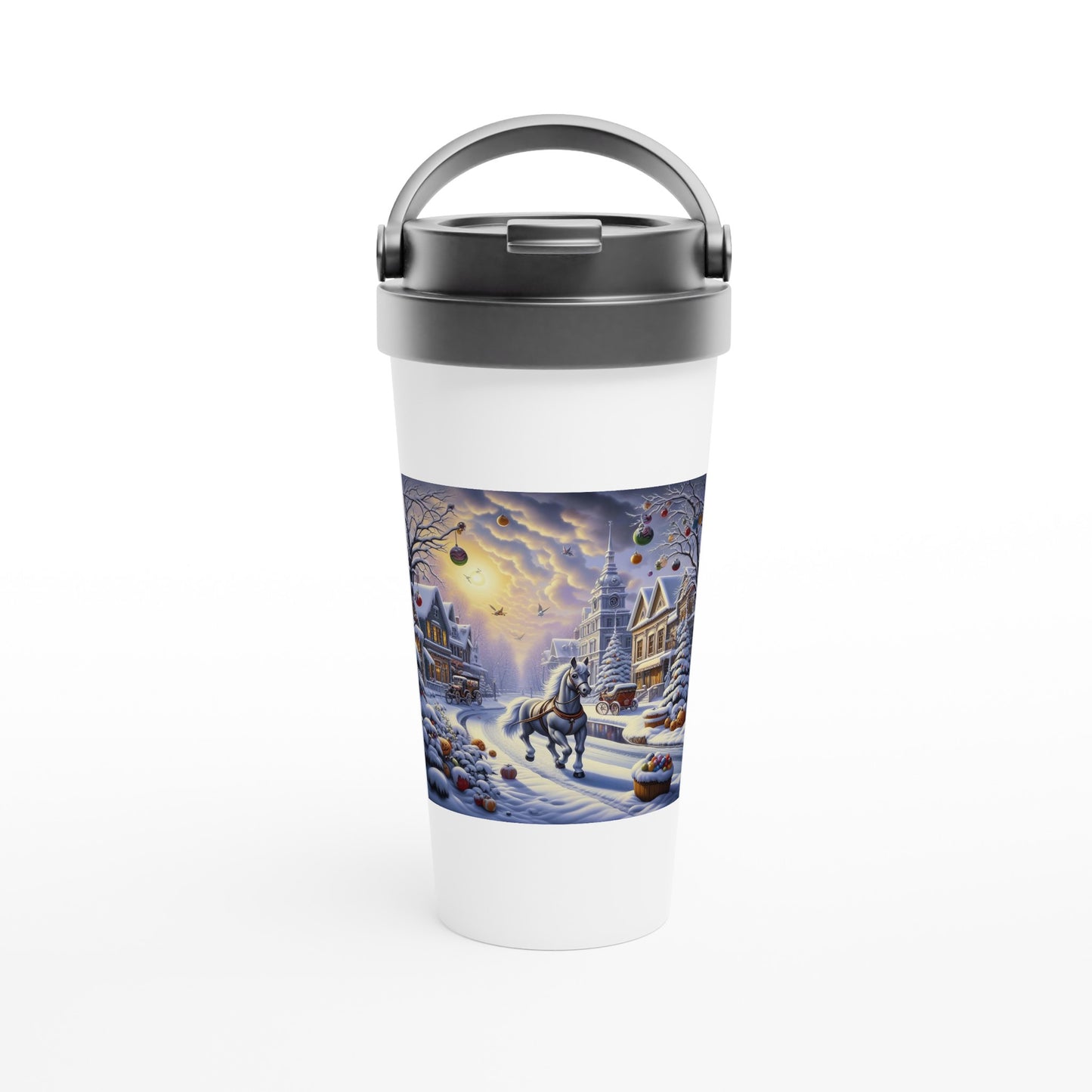 White 15oz Stainless Steel Travel Mug - Winter 73