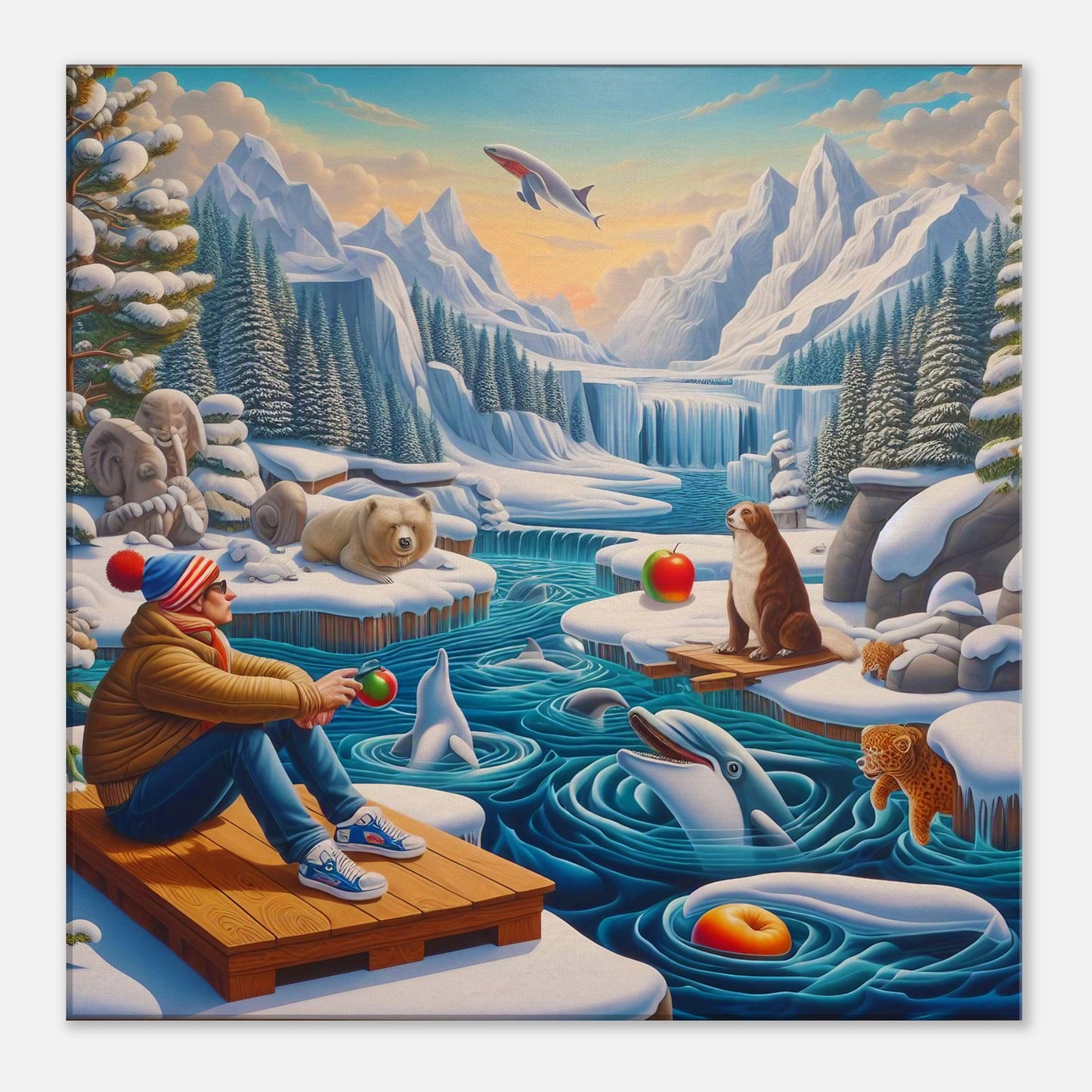 Wall Art - Winter 64 - Man by the river