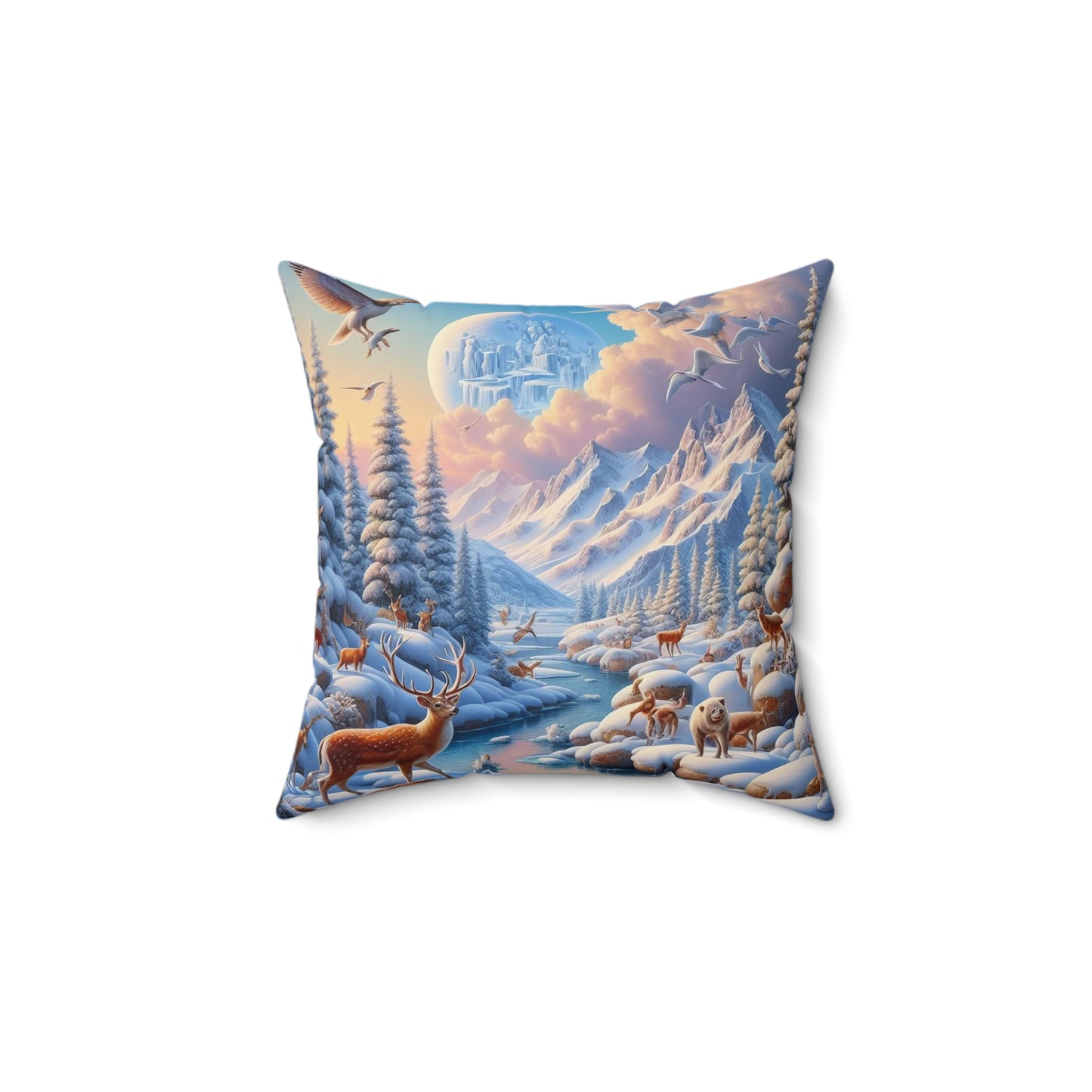 Spun Polyester Square Pillow - Winter 215