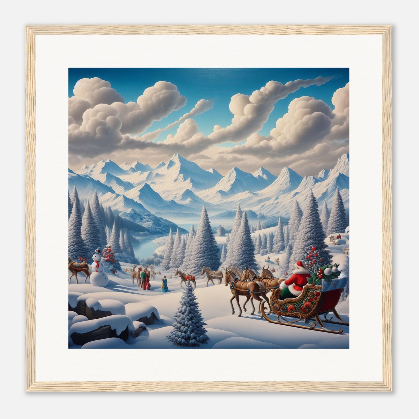 Wall Art - Winter 38 - Horses, Santa Claus and snowman