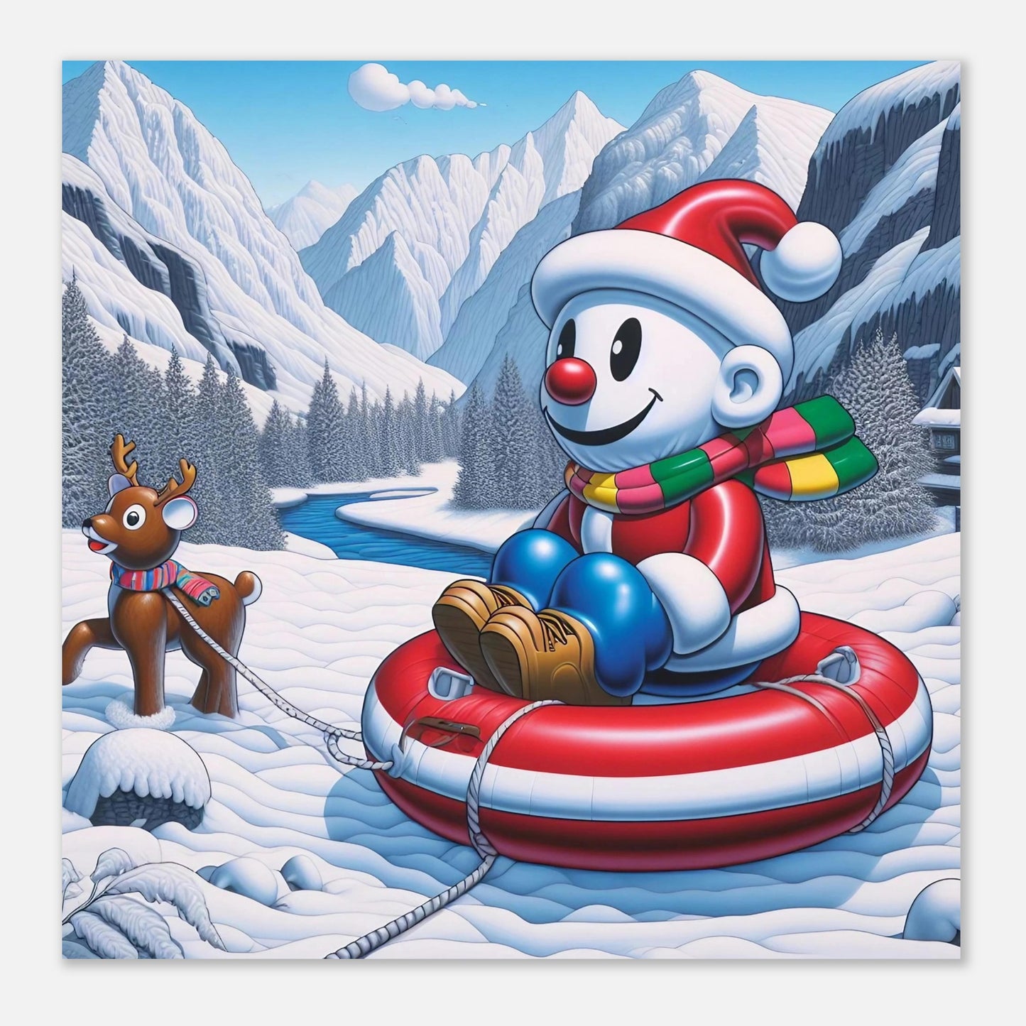 Wall art - Snowman with reindeer