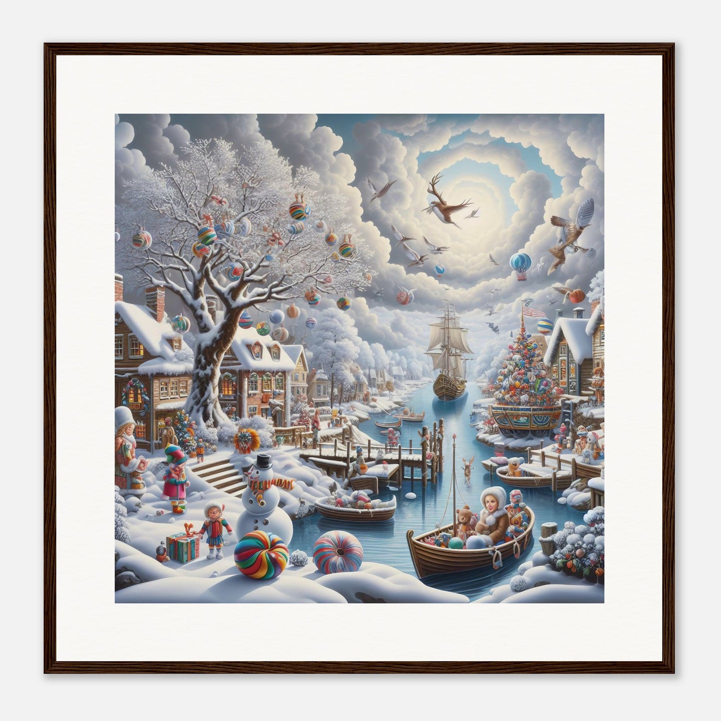 Wall Art - Winter 45 - Snowman and a sailing ship