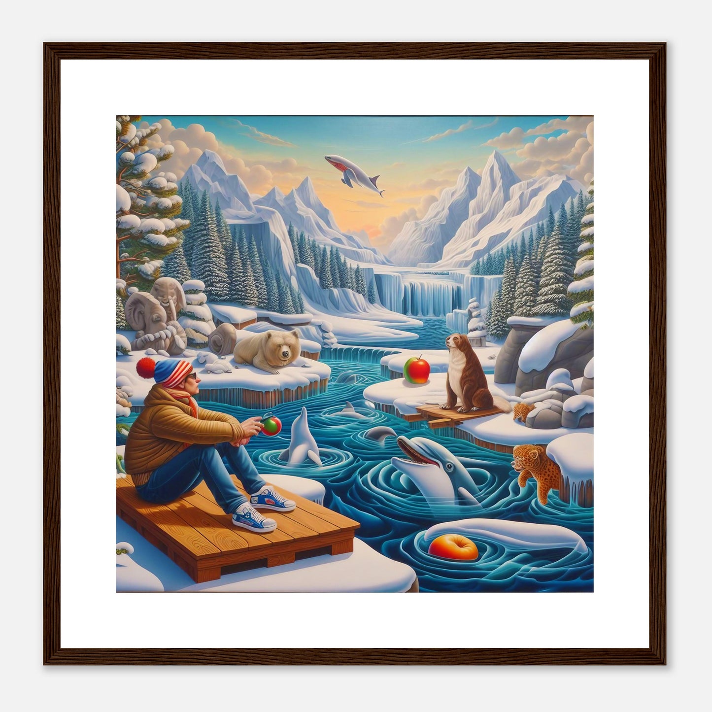 Wall Art - Winter 64 - Man by the river
