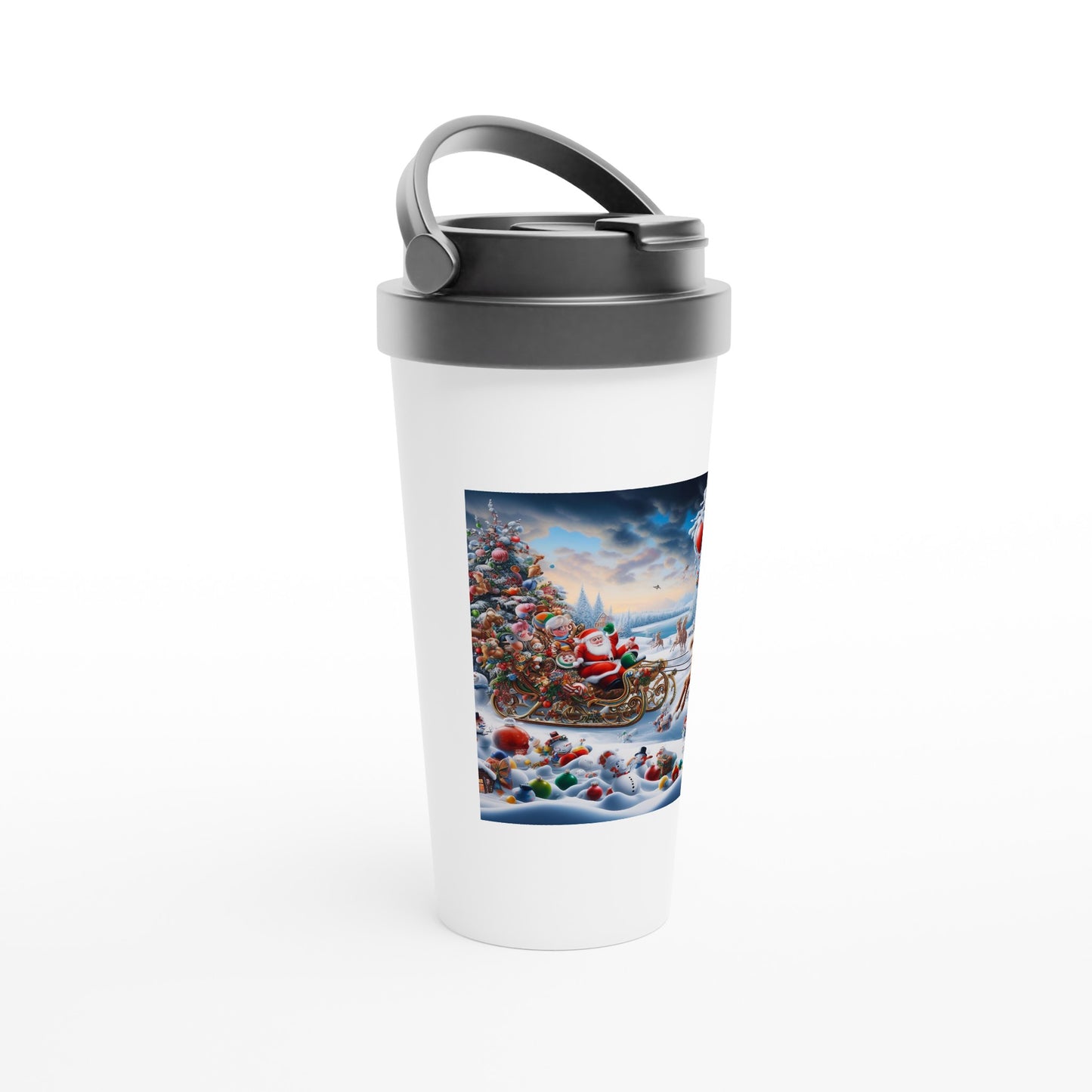 White 15oz Stainless Steel Travel Mug - Winter 166