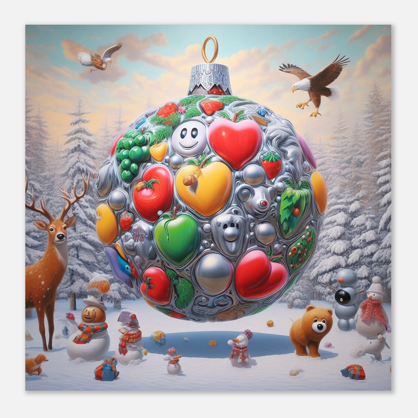 Wall Art - Winter 67 - Christmas ornament and a deer