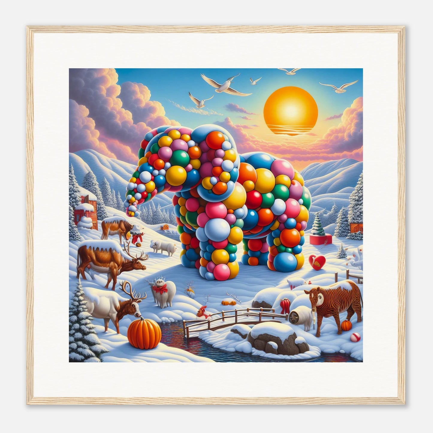 Wall Art - Winter 74 - Elephant and sun