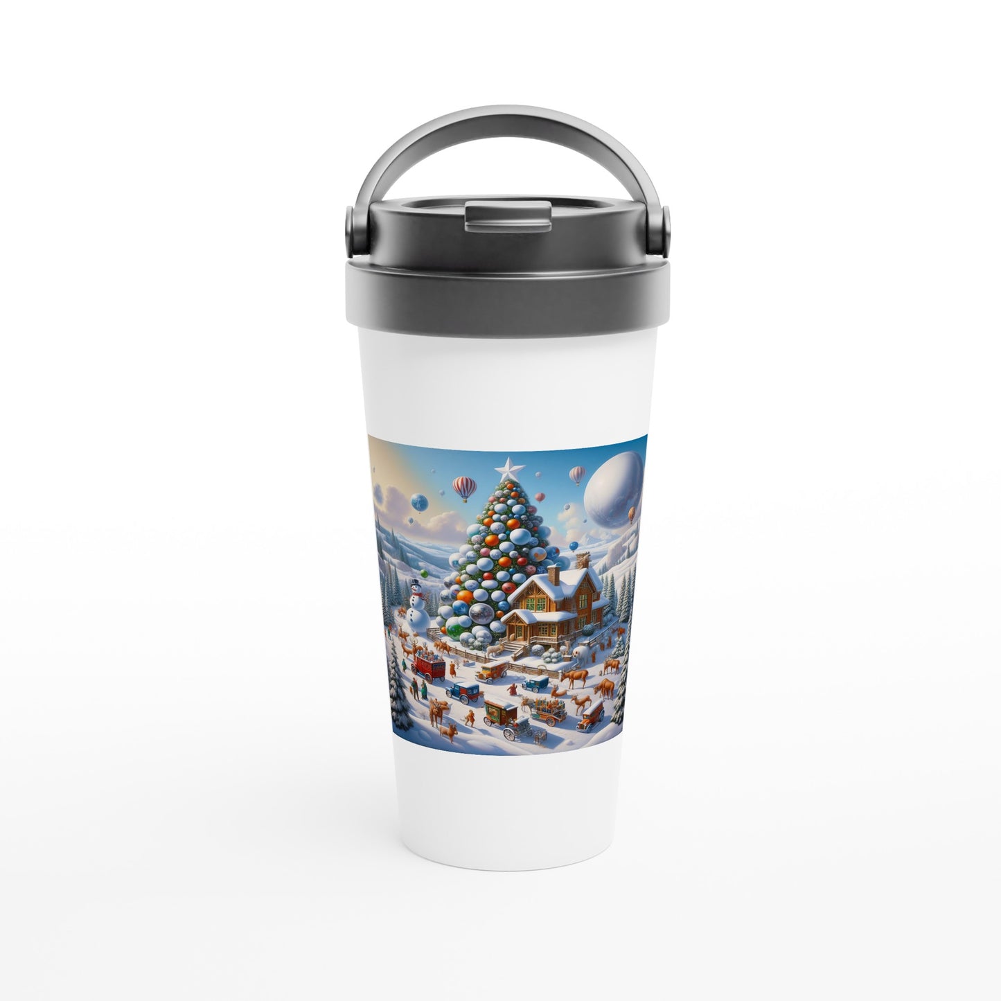 White 15oz Stainless Steel Travel Mug - Winter 96