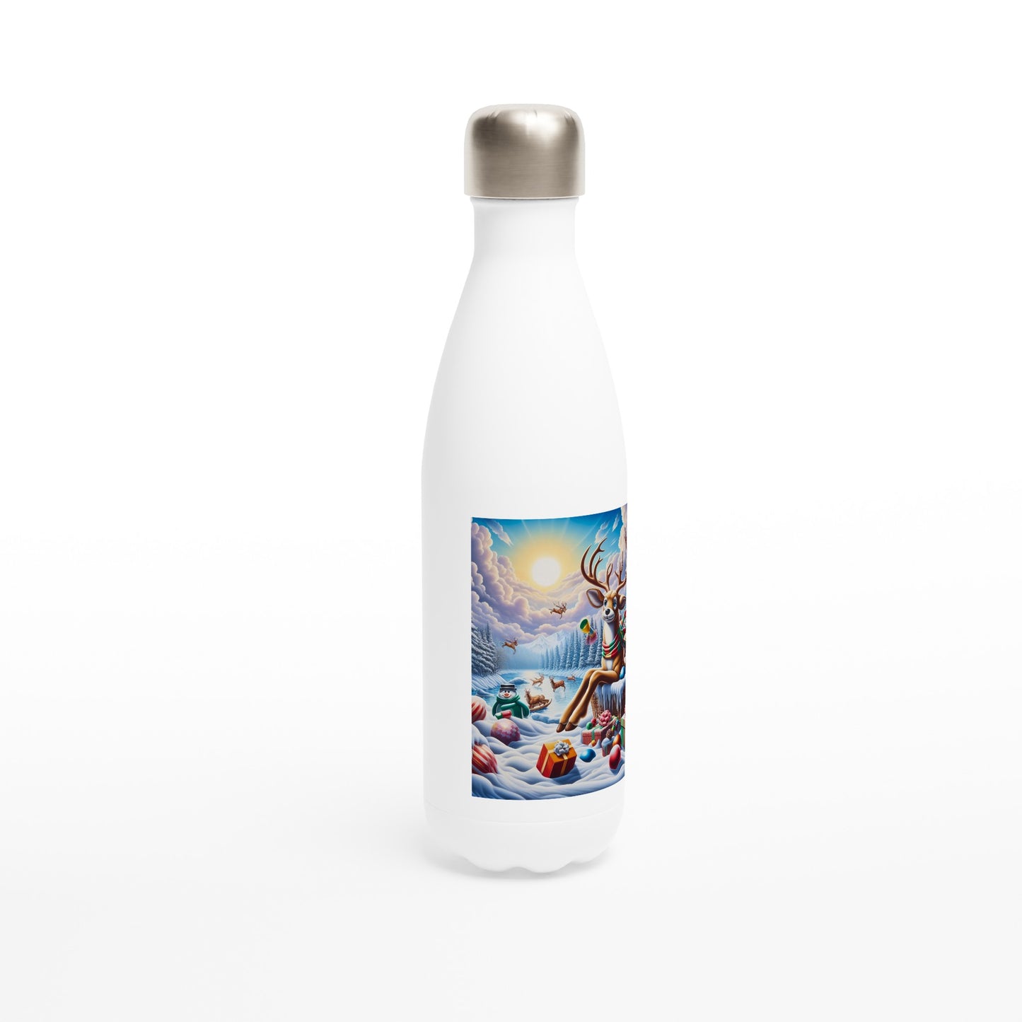 White 17oz Stainless Steel Water Bottle - Winter 117