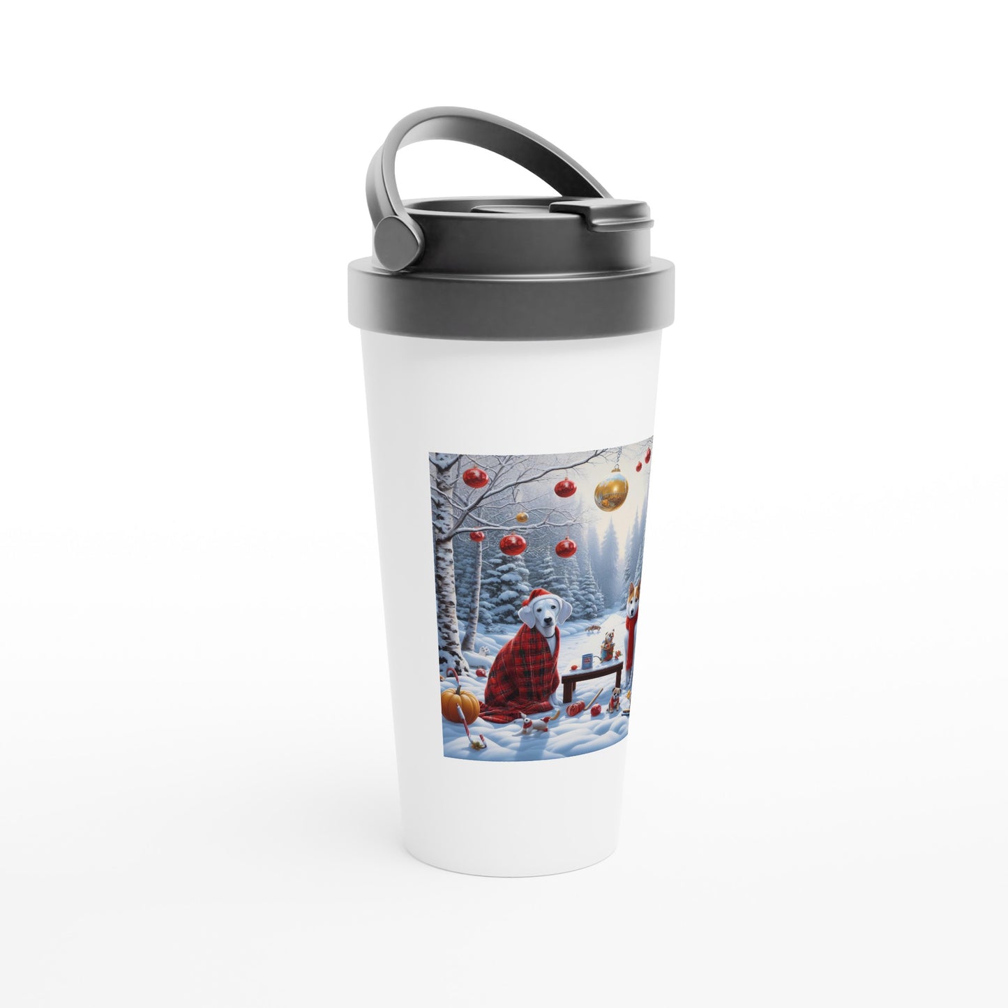 White 15oz Stainless Steel Travel Mug - Winter 97