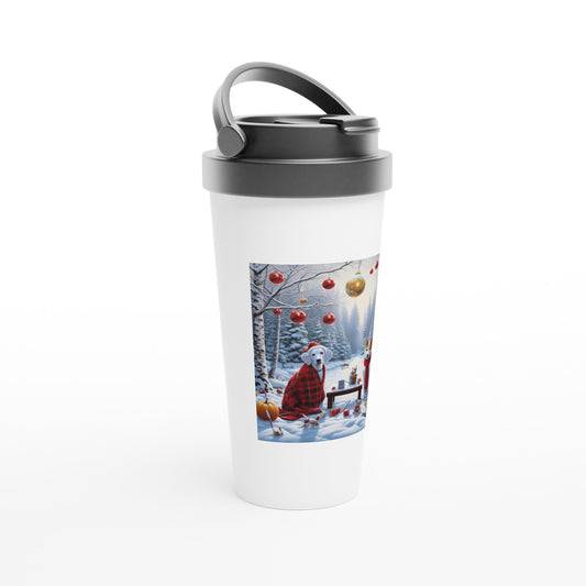 White 15oz Stainless Steel Travel Mug - Winter 97