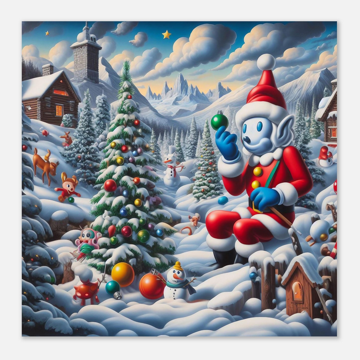 Wall Art - Winter 42 - Snowman and Christmas tree