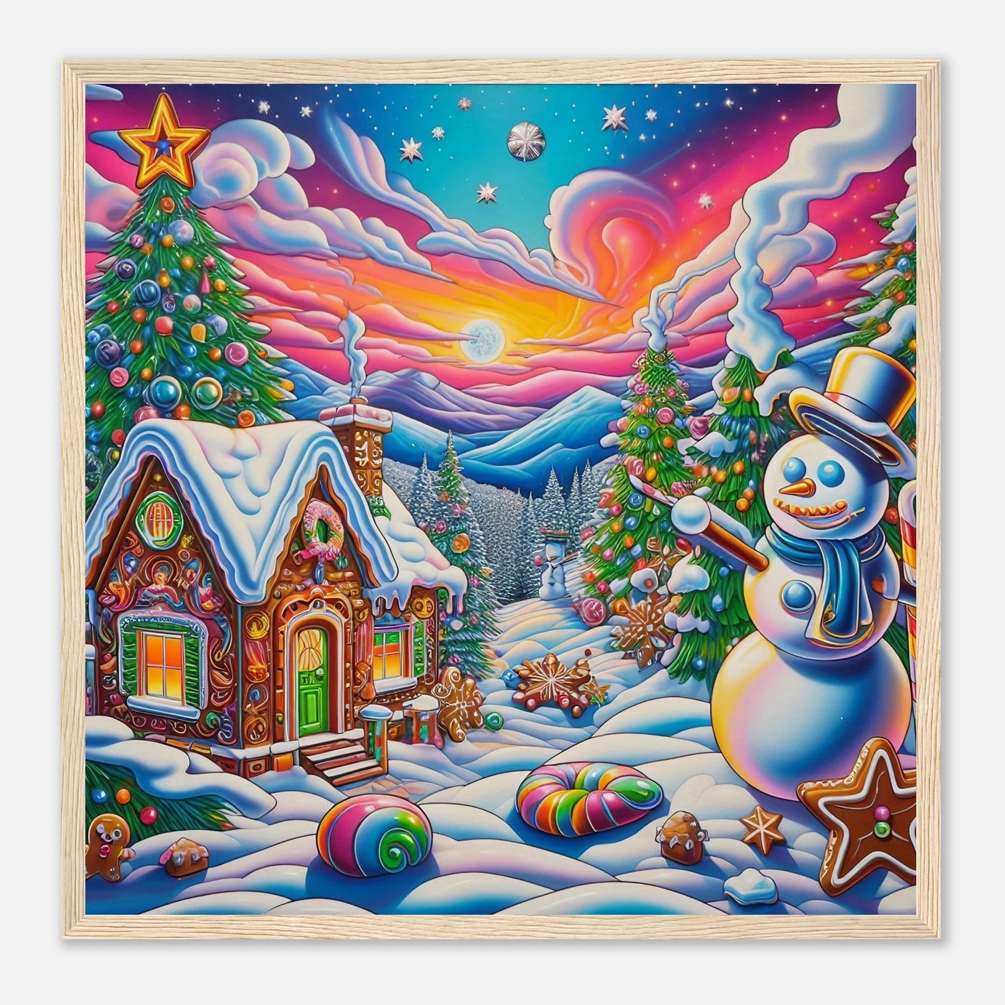 Wall art - Snowman and Gingerbread House