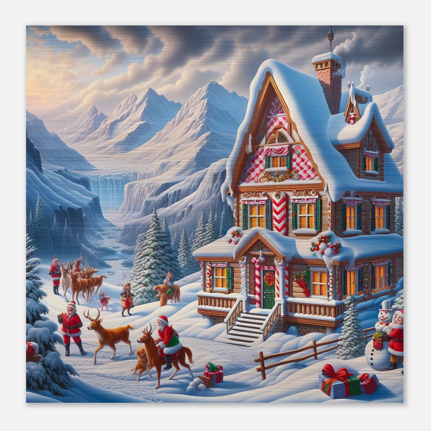 Wall Art - Winter 56 - Cottage and deer