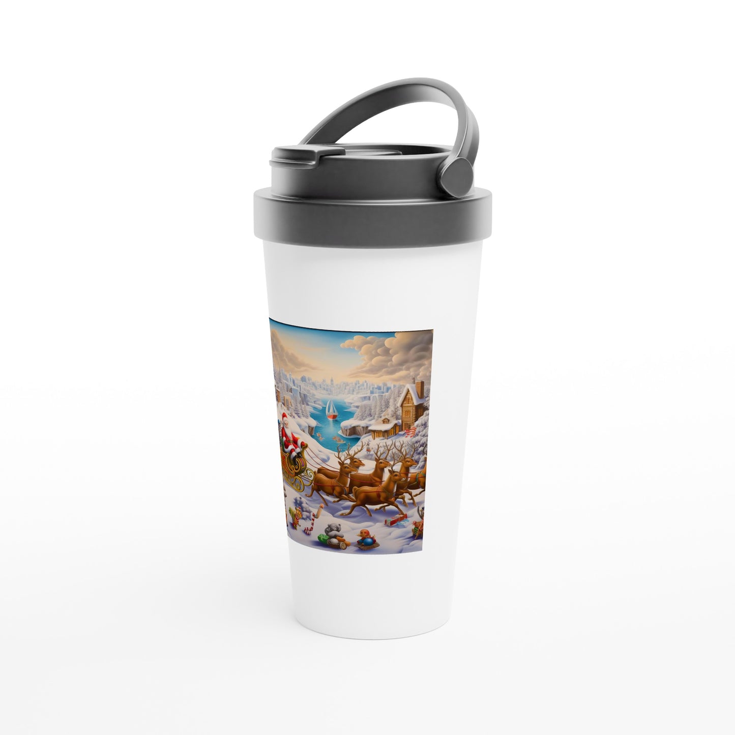 White 15oz Stainless Steel Travel Mug - Winter 112