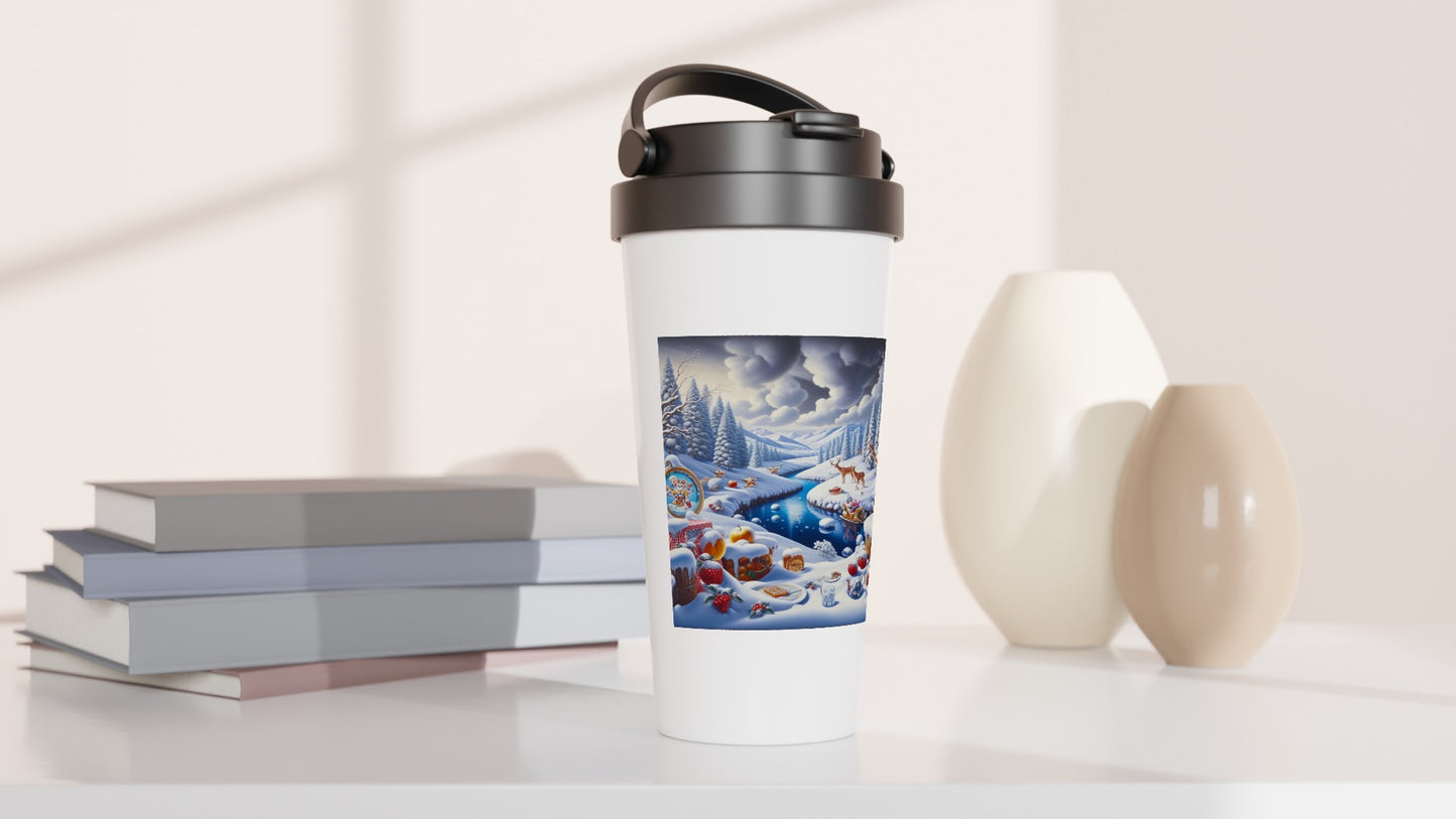 White 15oz Stainless Steel Travel Mug - Winter 60