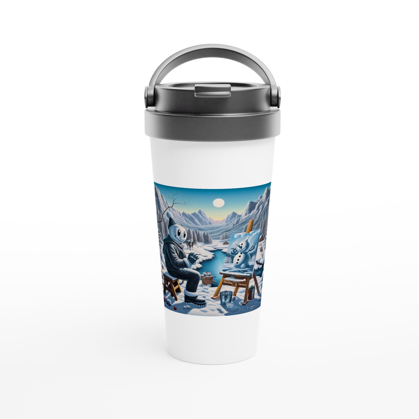 White 15oz Stainless Steel Travel Mug - Winter 79