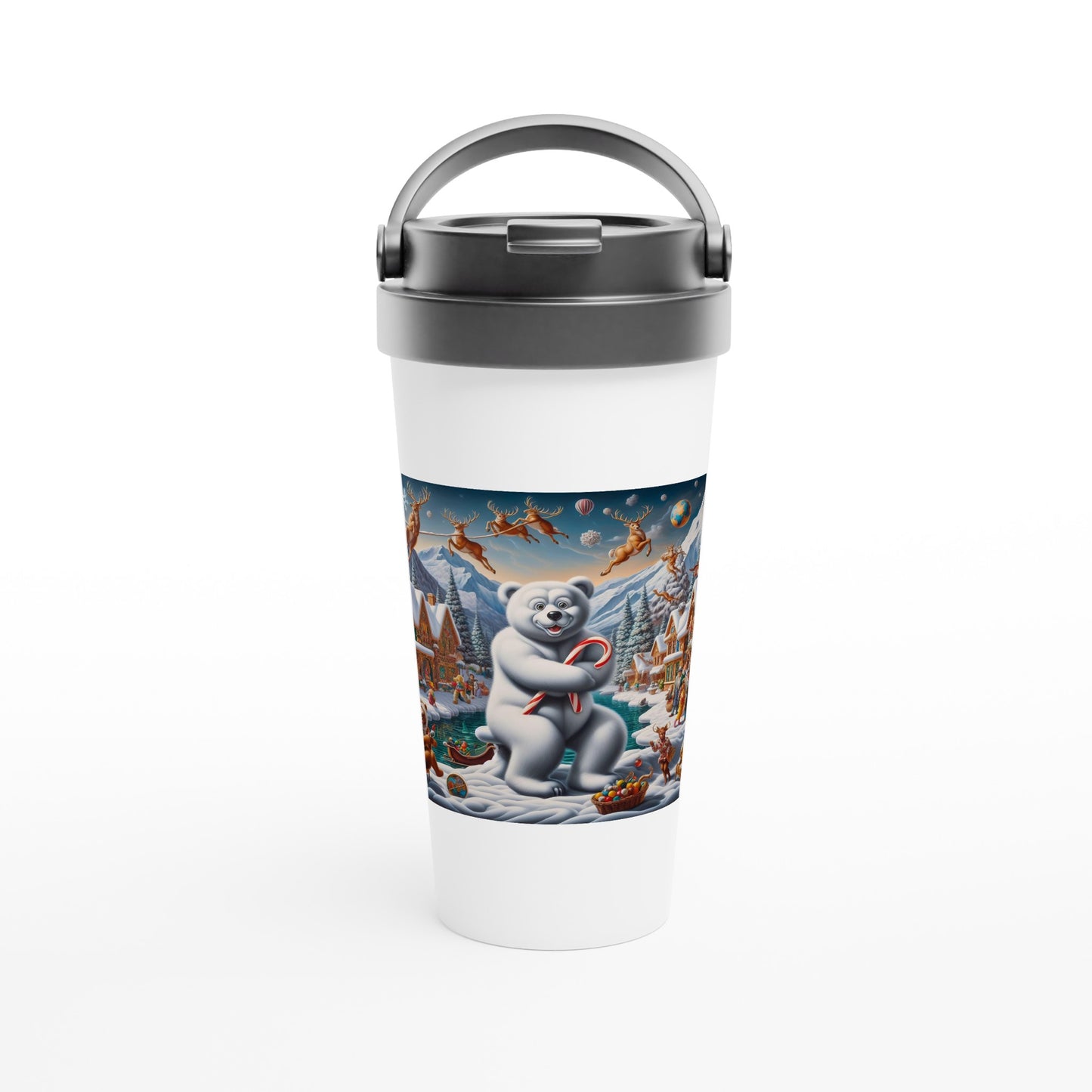 White 15oz Stainless Steel Travel Mug - Winter 75