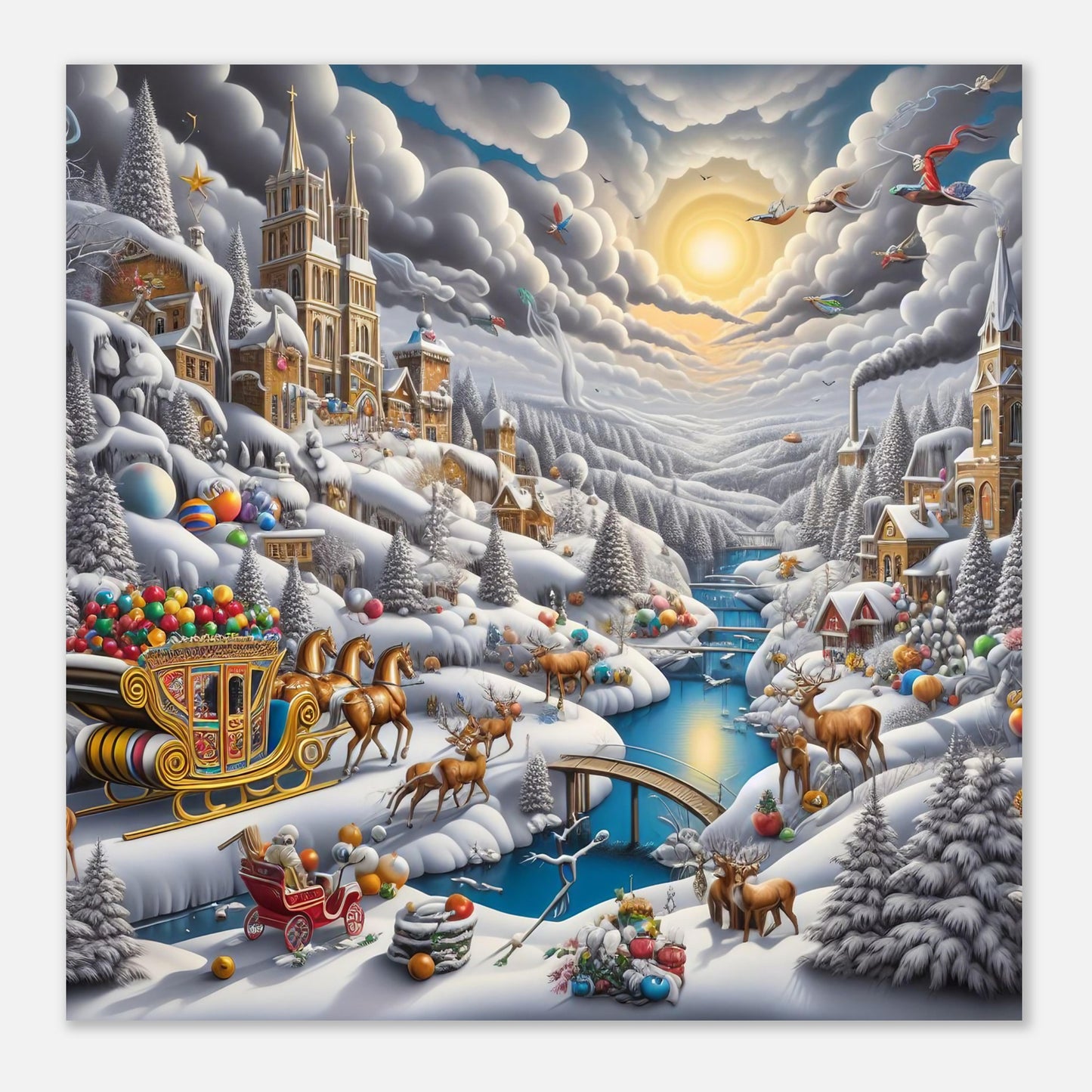 Wall Art - Winter 14 - Horses with snow sleigh