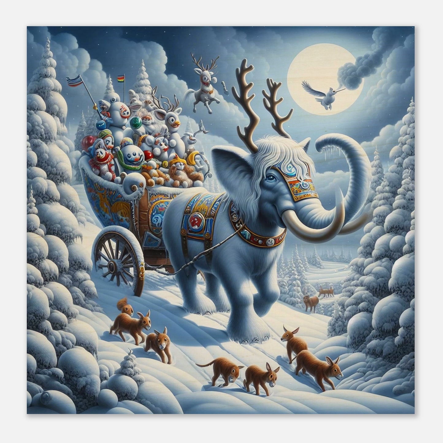 Wall art - Elephant in snow at night