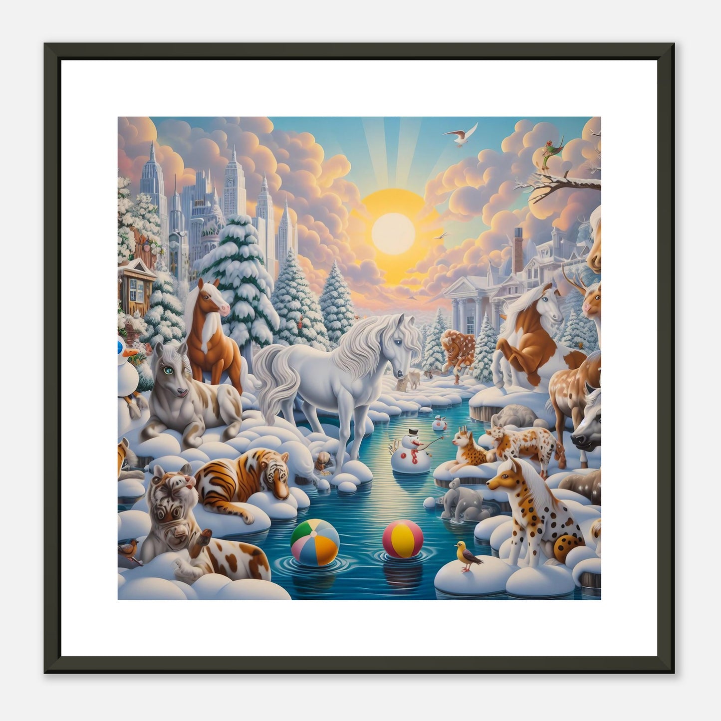 Wall Art - Winter 66 - Horses by the river